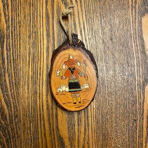 Hand-Painted Wood Slice Ornament - The Mudhead Kachina